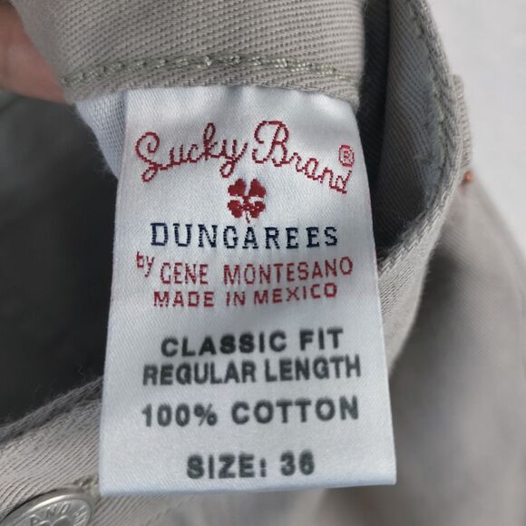 Lucky Brand Jeans Mens 36x30 Beige Classic Fit Straight Leg Dungarees Vintage - Picture 15 of 16